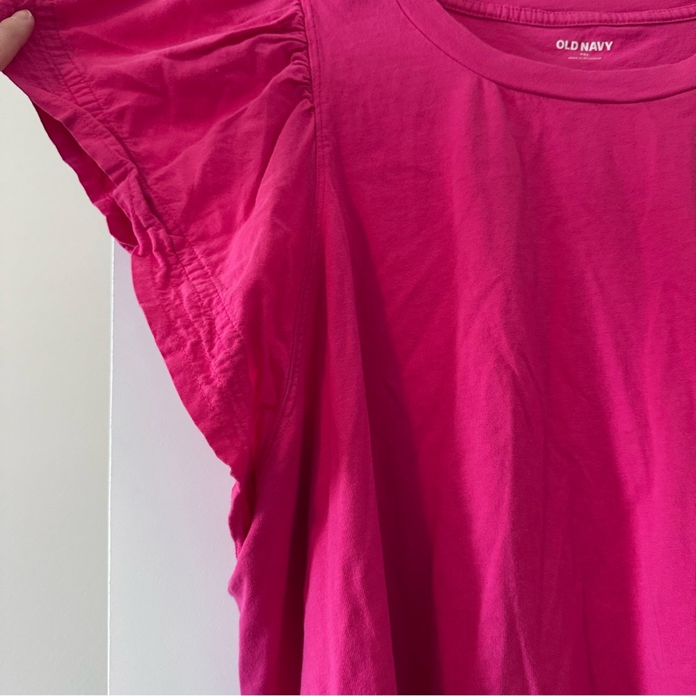 Old Navy Pink Ruffle Sleeve Cotton Top Size XXL - Picture 4 of 5